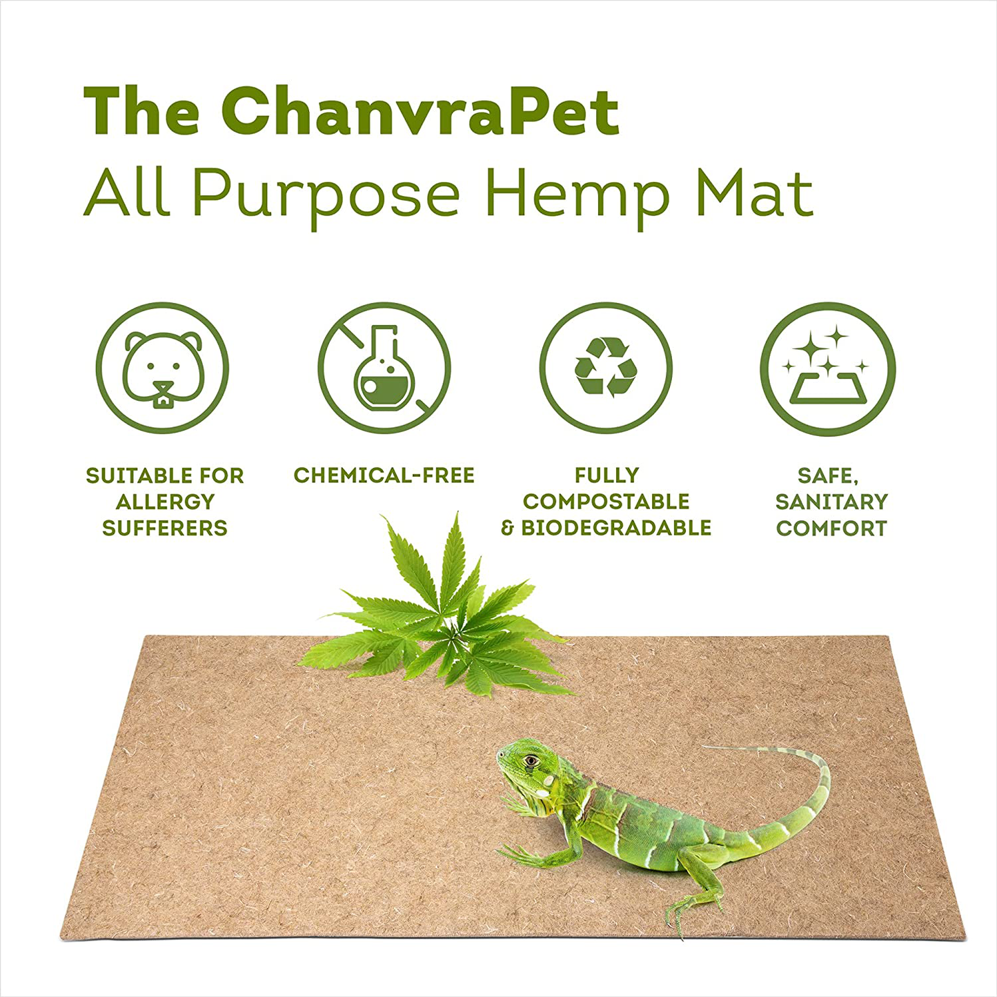 The Chanvra Hemp All Purpose Pet Mat | Sleeping, Nesting, Reptile Carpet | Rat/Hamster Cage/Bearded Dragon Tank Accessories | Lizard Snake Terrarium Liner | Small Animal Hemp Bedding Sold Separate Animals & Pet Supplies > Pet Supplies > Small Animal Supplies > Small Animal Bedding ChanvraGrow   