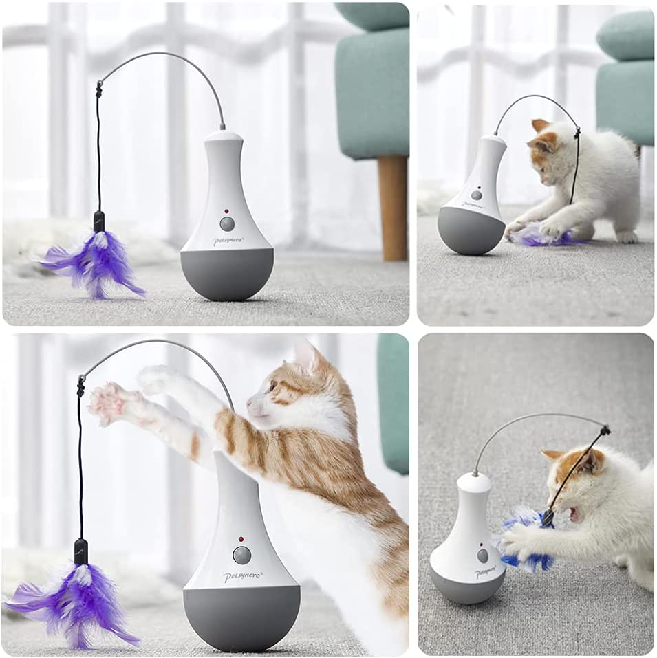 Interactive Cat Toys for Indoor Cat Feather Toys,Automatic Pet Exercise Toys,Electric Tumbler Cat Toys for Play Cats/Kitten with Feather, Cat Stuff Automatic Cat Toy as Cat Gifts Animals & Pet Supplies > Pet Supplies > Cat Supplies > Cat Toys TOPETZON   