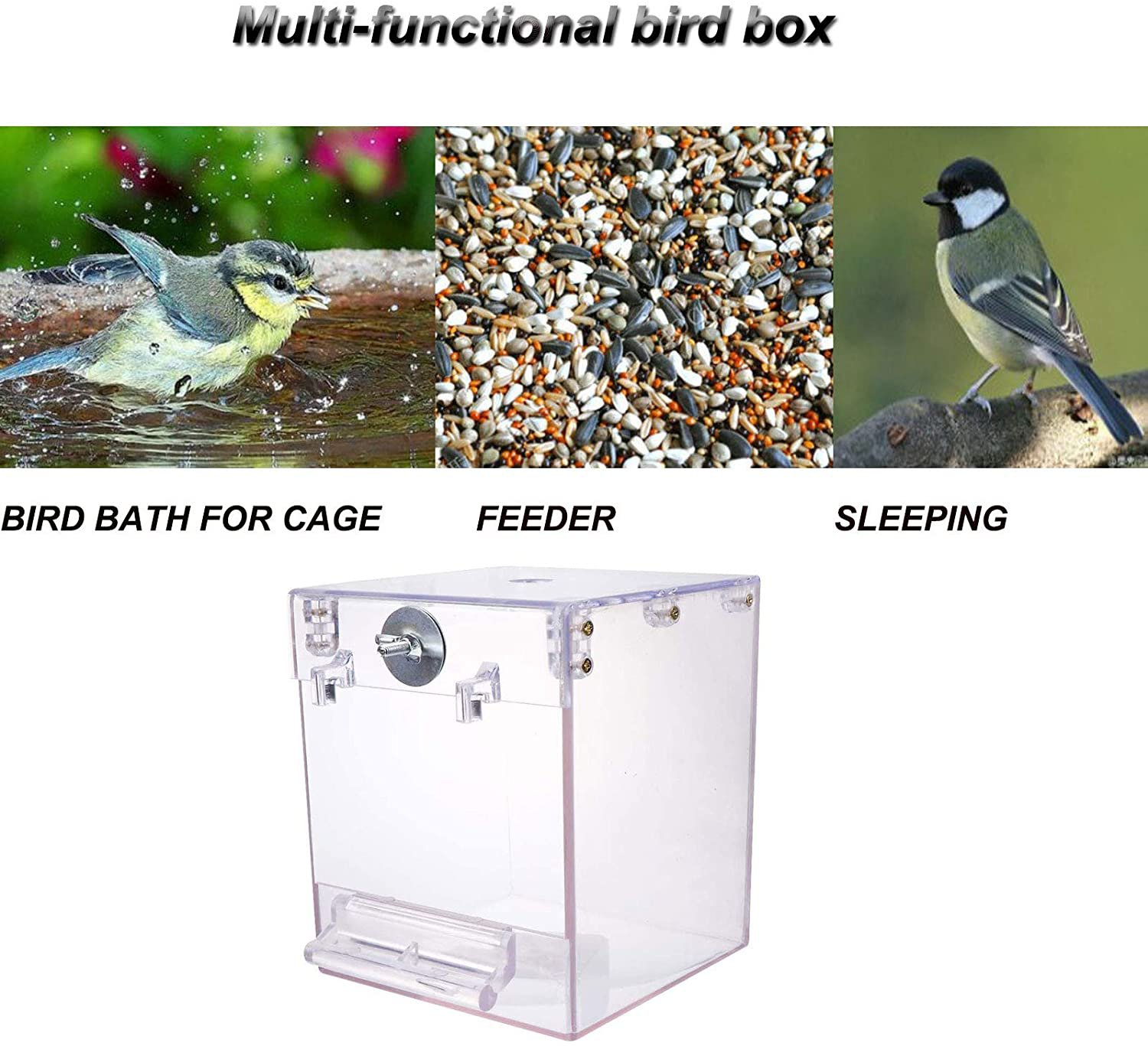 Chenming Bird Bath for Cage,Parrot Birdbath Shower Accessories,No-Leakage Design Hanging Bathtub Tube Shower Box Bowl Cage Accessory for Pet Birds Canary Lovebirds Budgies Animals & Pet Supplies > Pet Supplies > Bird Supplies > Bird Treats Joy Reap US   