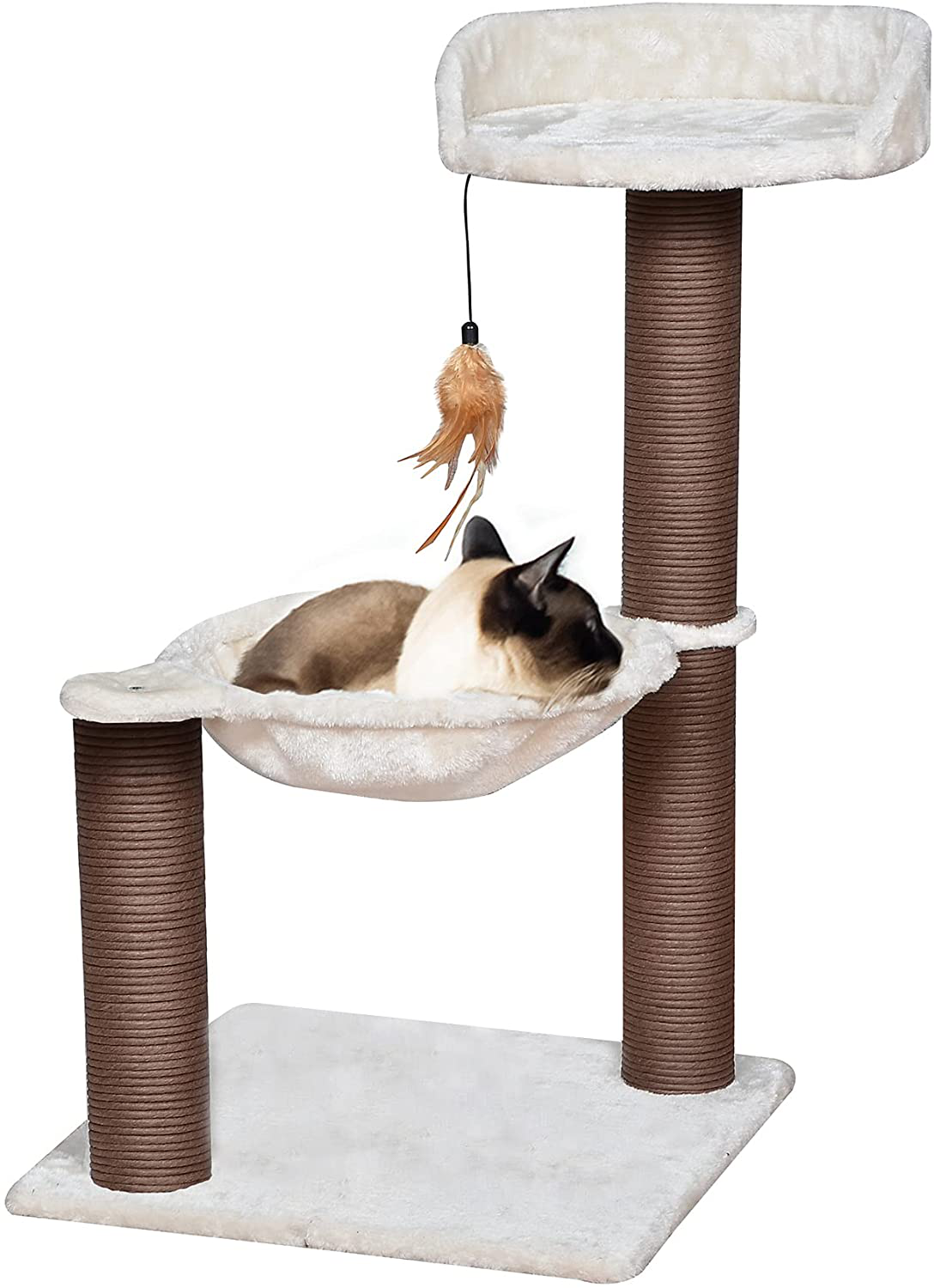 Catry Cat Tree with Feather Toy - Cozy Design of Cat Hammock Allure Kitten to Lounge In, Cats Love to Lazily Recline While Playing with Feather Toy and Scratching Post, (Innovative Arrival) Animals & Pet Supplies > Pet Supplies > Cat Supplies > Cat Furniture Catry Version 2  