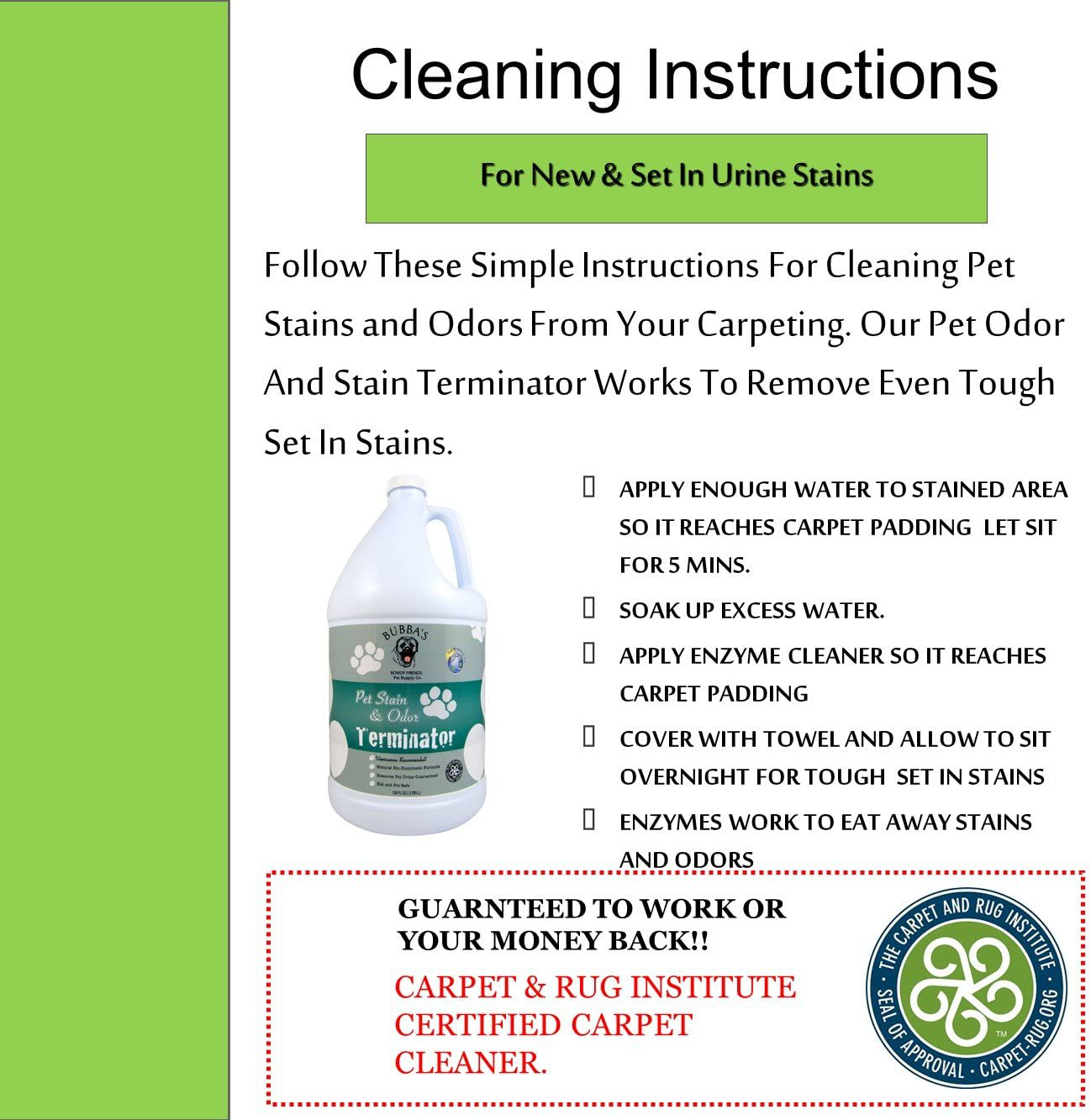 BUBBAS Super Strength Enzyme Cleaner - Pet Odor Eliminator - Carpet Stain Remover - Remove Dog & Cat Urine Odor from Mattress, Sofa, Rug, Laundry, Hardwood Floors and More. Puppy Training Supplies Animals & Pet Supplies > Pet Supplies > Small Animal Supplies > Small Animal Treats BUBBA'S ROWDY FRIENDS   