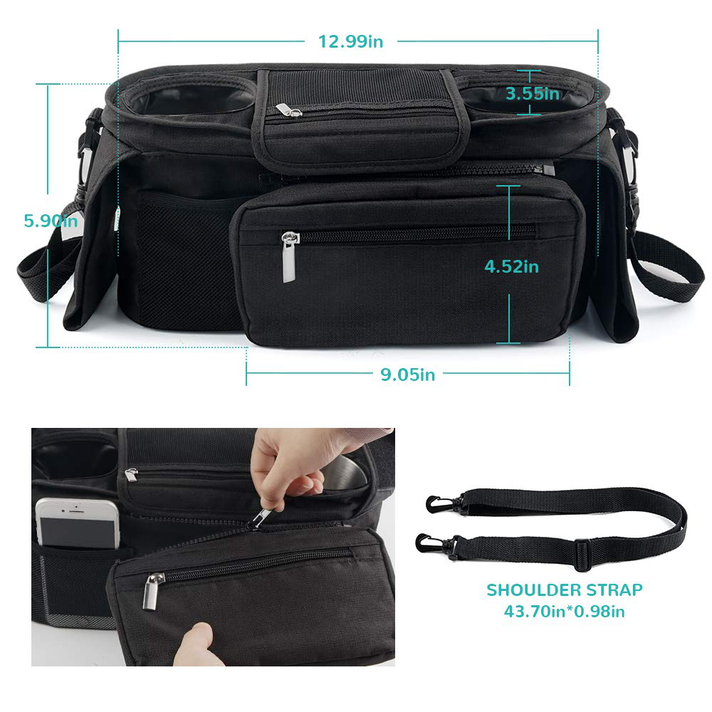 Mestron Universal Stroller Organizer Bag with Insulated Cup Holder- Detachable Zippered Bag & Adjustable Strap, Fits for All Baby Stroller Models like Uppababy, Baby Jogger, Britax, Bugaboo Animals & Pet Supplies > Pet Supplies > Dog Supplies > Dog Treadmills Mestron   