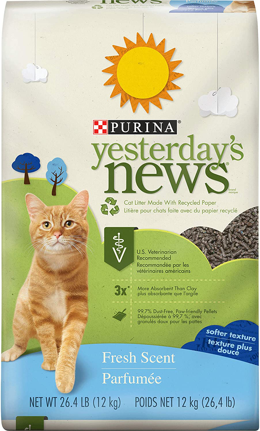 PURINA Yesterday'S News Fresh Scent & Clean Scent, Odor Control Paper Cat Litter Animals & Pet Supplies > Pet Supplies > Cat Supplies > Cat Litter PURINA Yesterday's News Soft Texture Fresh Scent 26.4 lb. Box