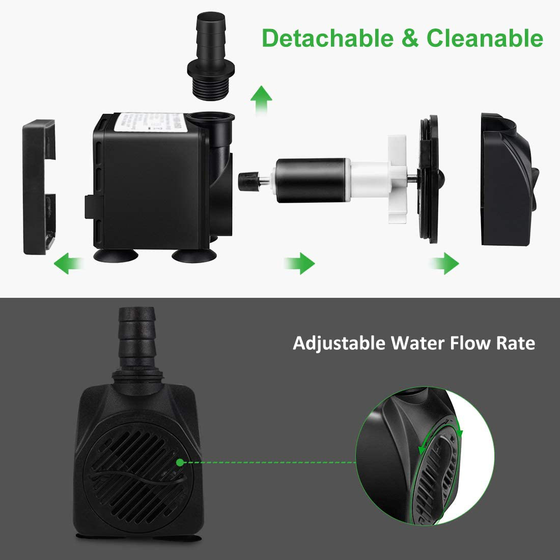 GROWNEER 550GPH Submersible Pump 30W Ultra Quiet Fountain Water Pump, 2000L/H, with 7.2Ft High Lift, 3 Nozzles, 4.9 Feet Tubing for Aquarium, Fish Tank, Pond, Hydroponics, Statuary Animals & Pet Supplies > Pet Supplies > Fish Supplies > Aquarium & Pond Tubing GROWNEER   