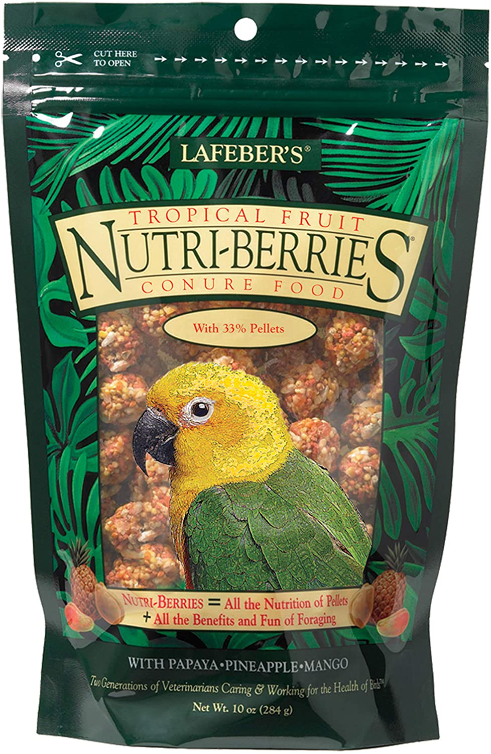 Lafeber Tropical Fruit Nutri-Berries Conure Food, Made with Non-Gmo and Human-Grade Ingredients, for Conures, 10 Oz