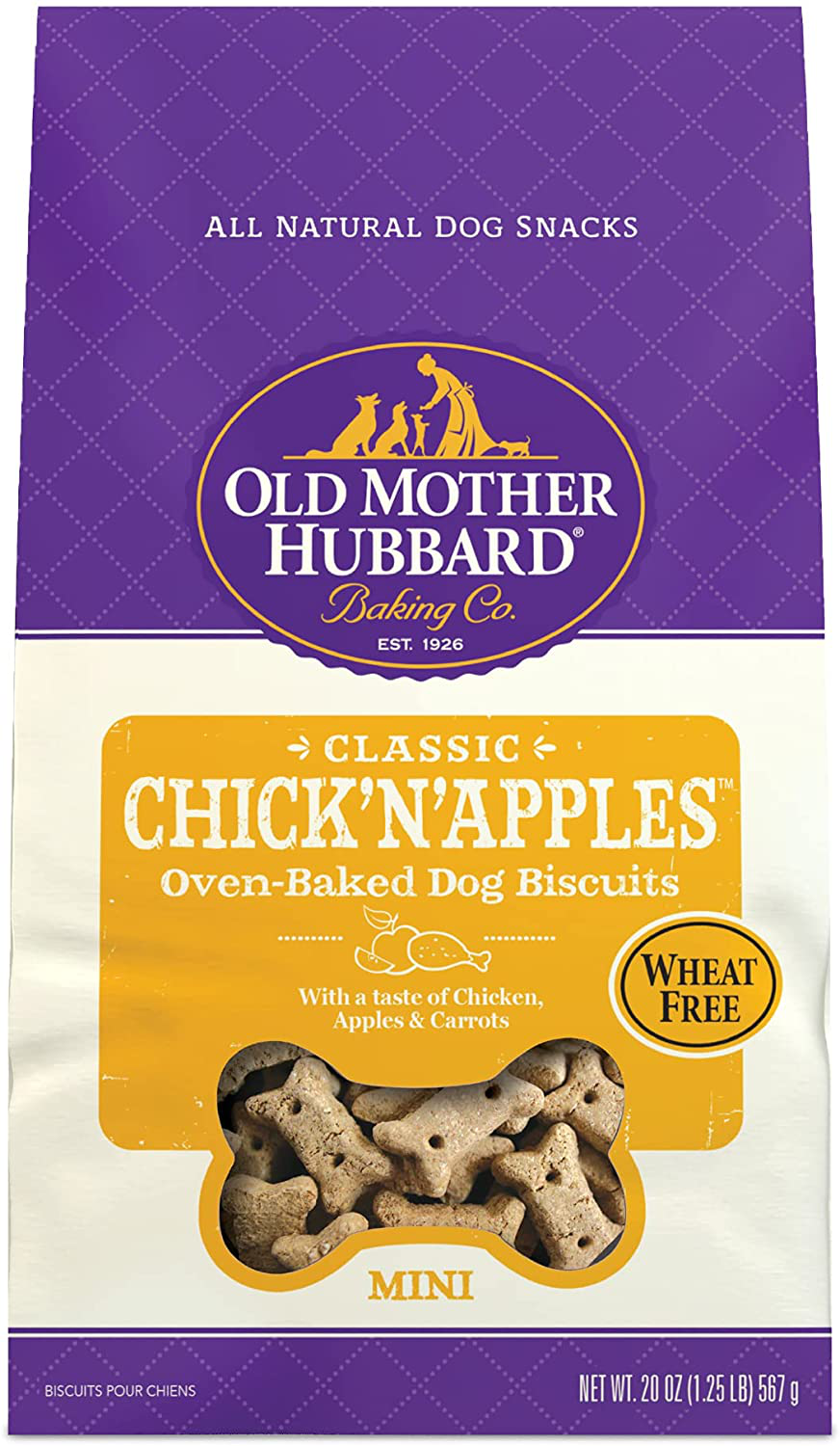 Old Mother Hubbard Classic Natural Dog Treats, Chicken and Apples, Oven Baked, Crunchy Dog Treats, Mini Training Treats, Small Dogs, No Artificial Preservatives, Wheat Free Animals & Pet Supplies > Pet Supplies > Dog Supplies > Dog Treats Old Mother Hubbard 20 Ounce Bag (Pack of 1)  