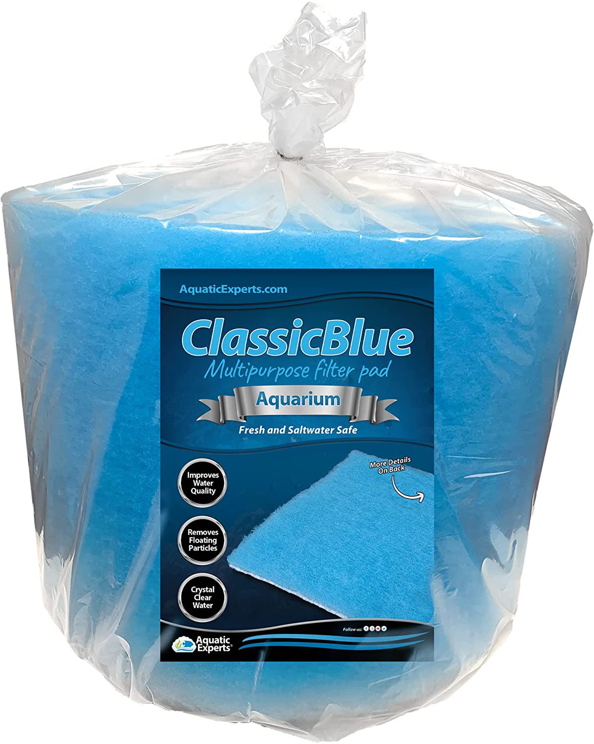 Aquatic Experts Classic Bonded Aquarium Filter Pad - Blue and White Aquarium Filter Media Roll Bulk Can Be Cut to Fit Most Filters, Made in USA Animals & Pet Supplies > Pet Supplies > Fish Supplies > Aquarium Filters Aquatic Experts 12" by 24 Feet by 3/4" Thick  
