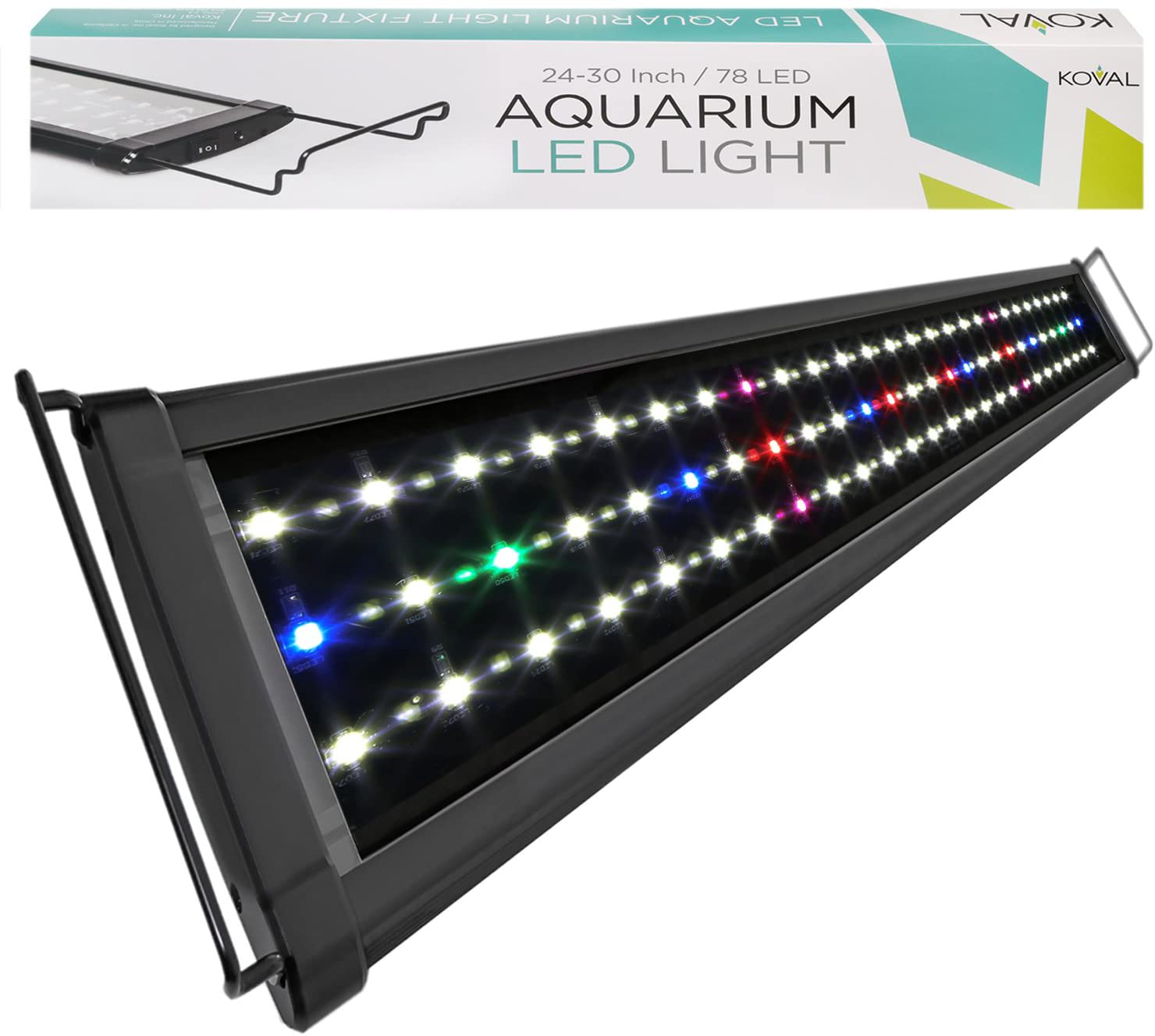 Koval Aquarium Lighting Fish Tank Light Hood with Extendable Brackets, White and Blue Leds