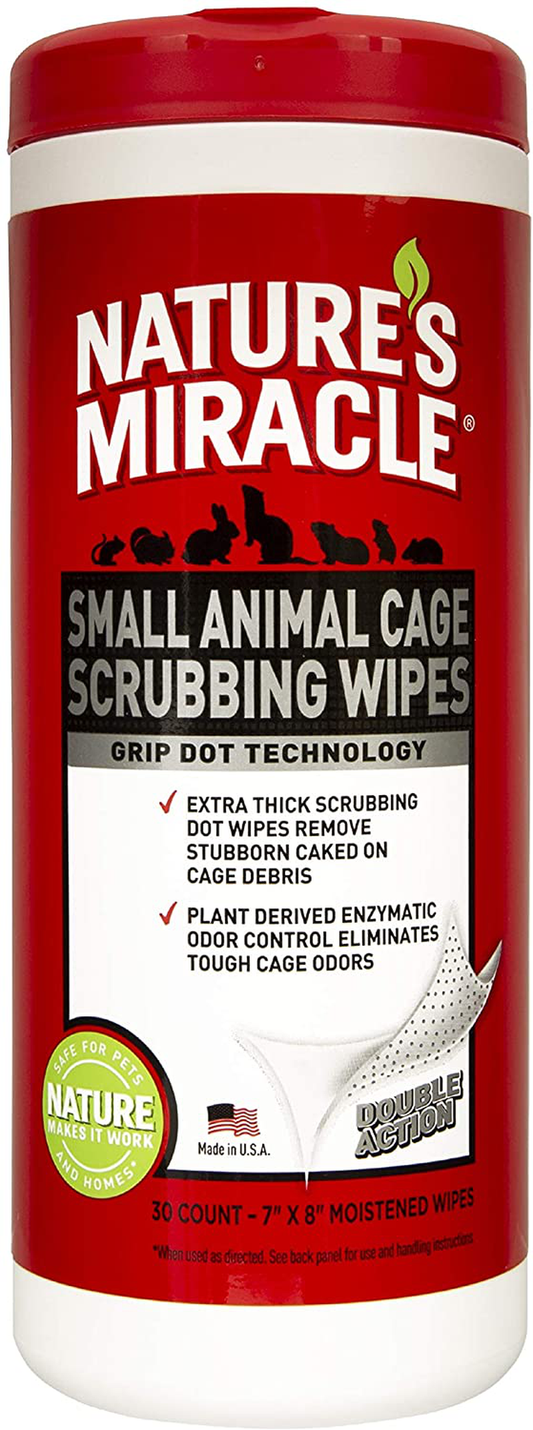 Nature'S Miracle Small Animal Cage Scrubbing Wipes Animals & Pet Supplies > Pet Supplies > Small Animal Supplies > Small Animal Habitat Accessories Nature's Miracle Pack of 30 wipes  