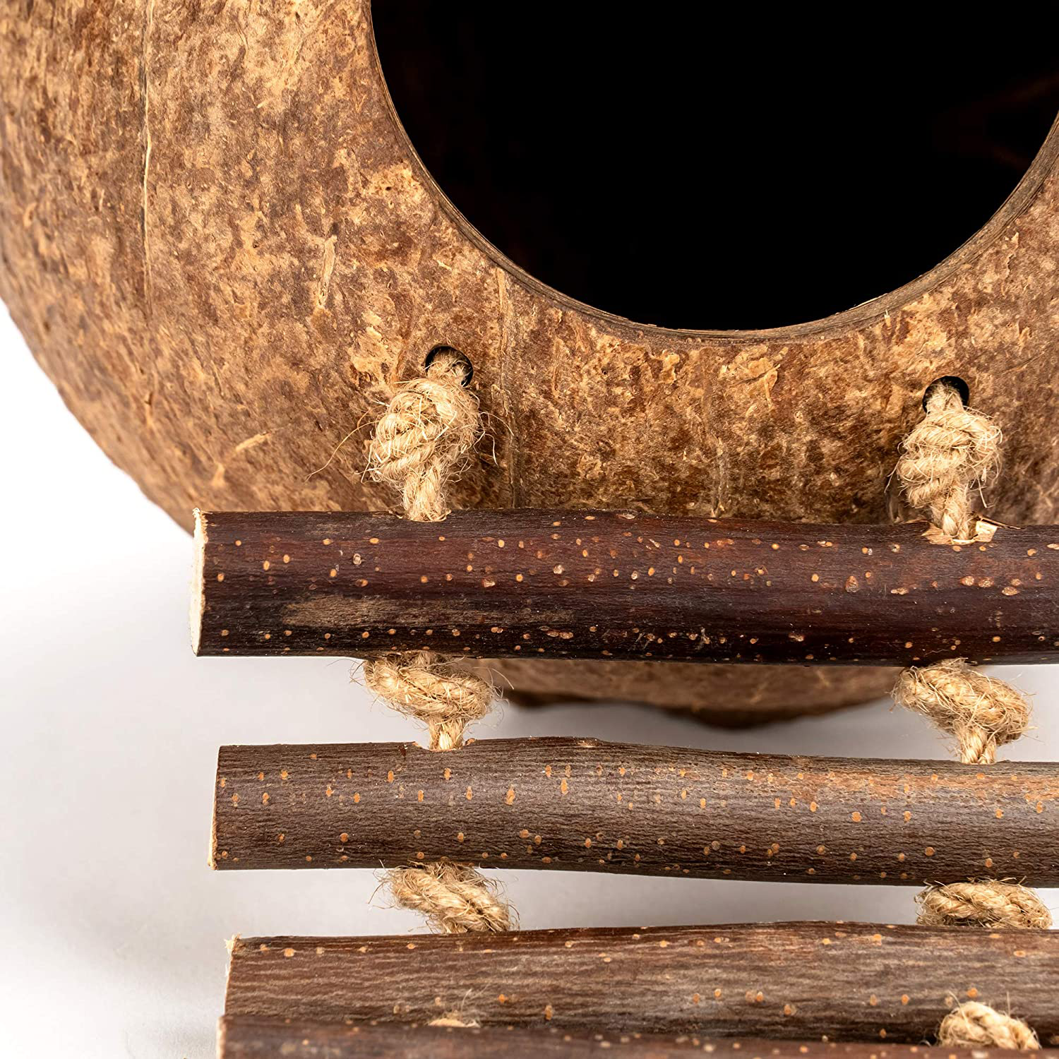 Andwe Coconut Bird Nest Hut with Ladder for Parrots Parakeet Conures Cockatiel - Small Animals House Pet Cage Habitats Decor Animals & Pet Supplies > Pet Supplies > Small Animal Supplies > Small Animal Habitats & Cages andwe   