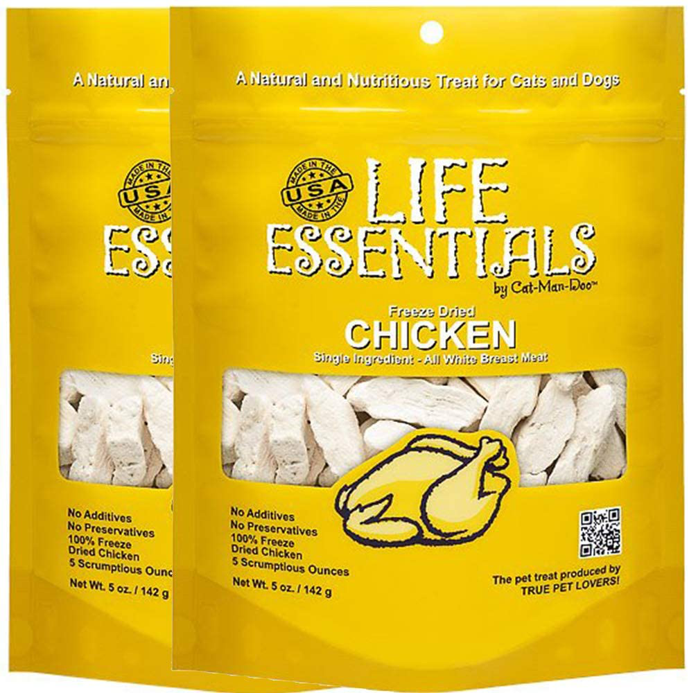 All-Natural Freeze Dried Chicken Treats for Dogs & Cats No Grains, Fillers, Additives and Preservatives Proudly Made in the USA - 2 Pack (5 Oz. Bag) Animals & Pet Supplies > Pet Supplies > Dog Supplies > Dog Treats LIFE ESSENTIALS BY CAT-MAN-DOO   