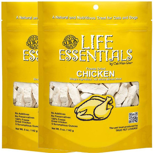 All-Natural Freeze Dried Chicken Treats for Dogs & Cats No Grains, Fillers, Additives and Preservatives Proudly Made in the USA - 2 Pack (5 Oz. Bag) Animals & Pet Supplies > Pet Supplies > Dog Supplies > Dog Treats LIFE ESSENTIALS BY CAT-MAN-DOO   