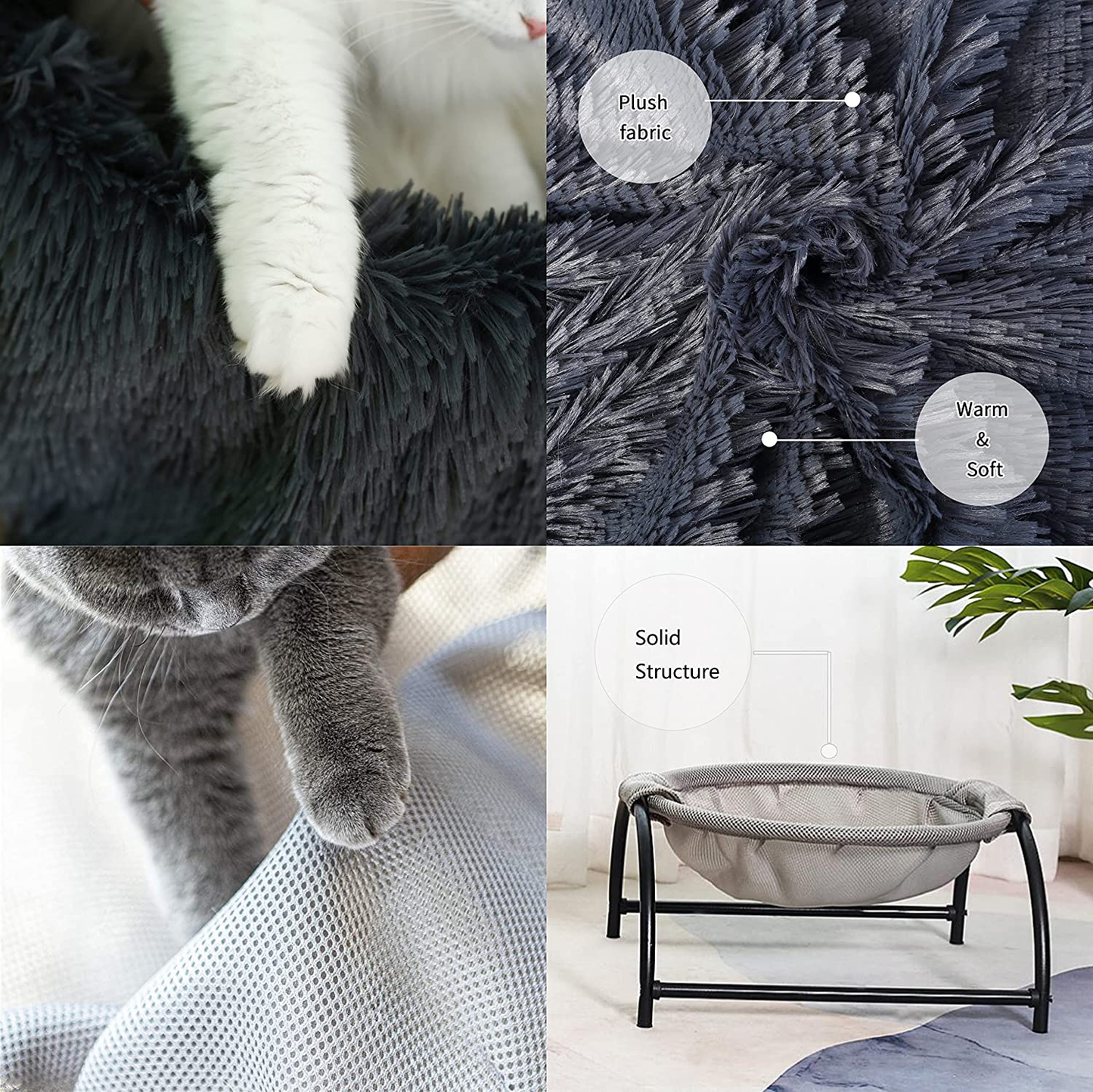 JUNSPOW [Cat Bed Hammock + Pet Blanket Set] Cat Bed Blanket Dog Bed Blanket,Soft Pet Bed Blanket,Gray Animals & Pet Supplies > Pet Supplies > Cat Supplies > Cat Furniture JUNSPOW   