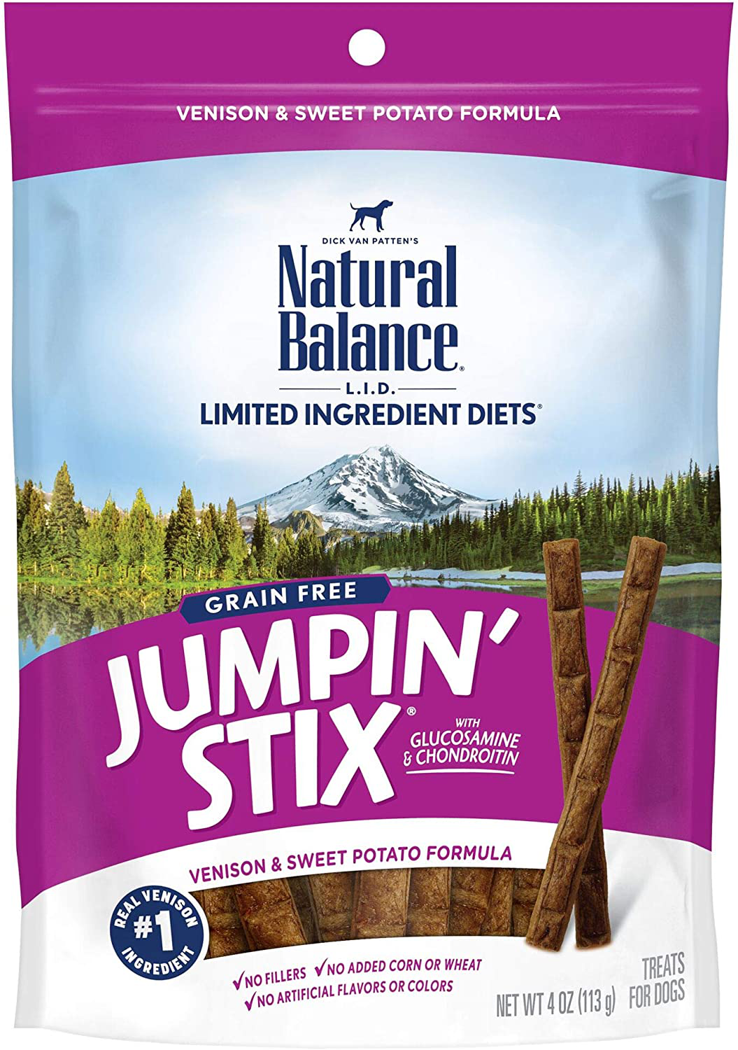 Natural Balance Limited Ingredient Diets Jumpin' Stix Adult Grain-Free Dog Treats | Protein Options Include Venison, Chicken or Duck