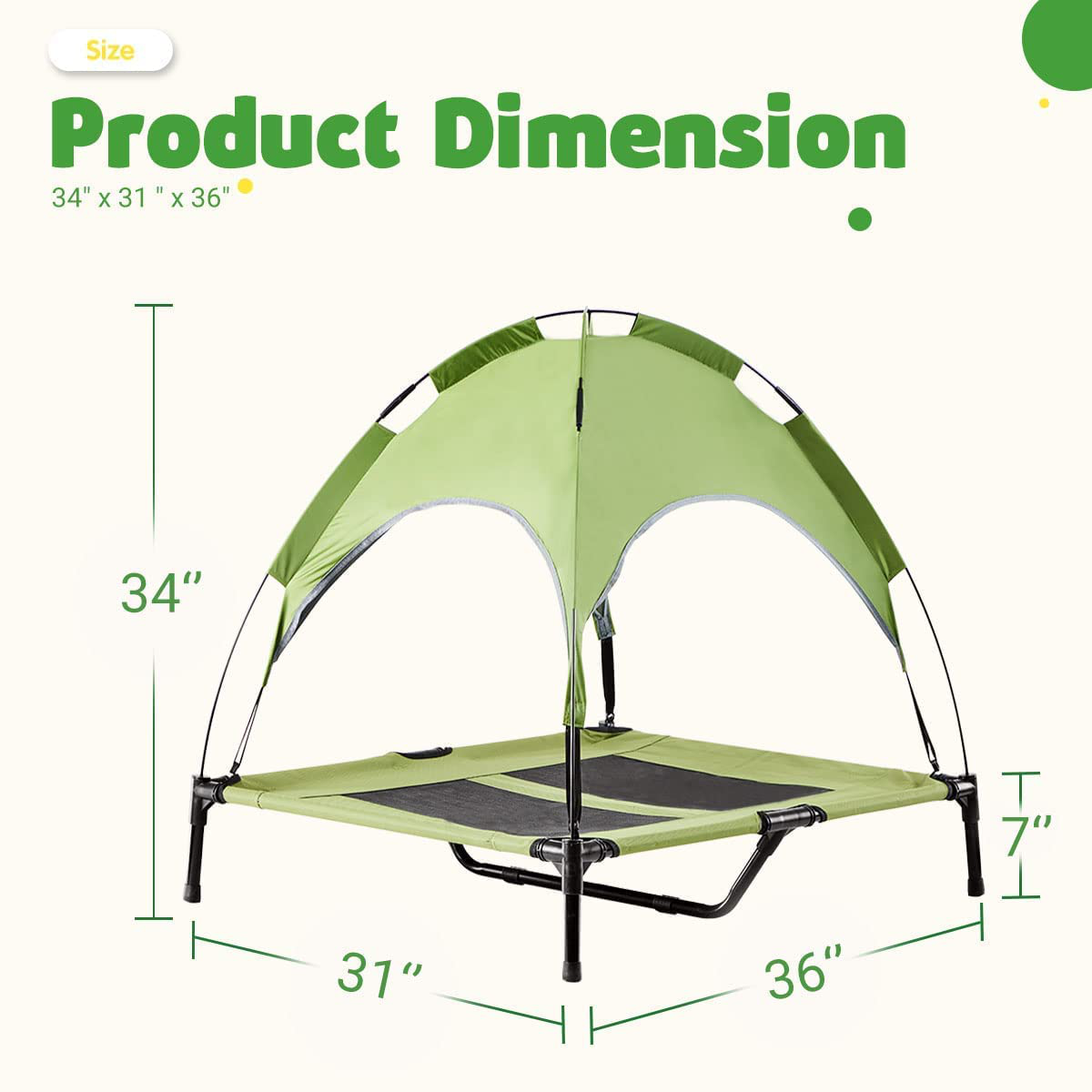 Free Paws Elevated Dog Bed with Canopy, 600D Oxford Portable Raised Dog Cots Beds for Dog with Canopy , Outdoor Dog House Waterproof for Large Dogs outside Pet Cot Bed with Removable Cover, Raised Dog Cot Bed for Small Medium Large Dogs Animals & Pet Supplies > Pet Supplies > Dog Supplies > Dog Houses Free Paws   