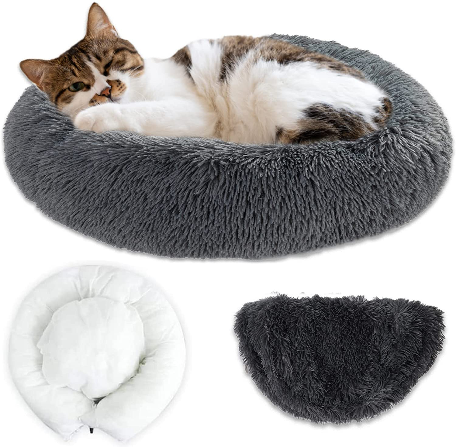 Momopal Donut Dog Bed,Anti-Anxiety Calming round Pet Bed for Dog Cat,Washable Faux Fur Dog Beds& Furniture for Small Medium Large Dogs Cats Animals & Pet Supplies > Pet Supplies > Cat Supplies > Cat Furniture MoMoPal   