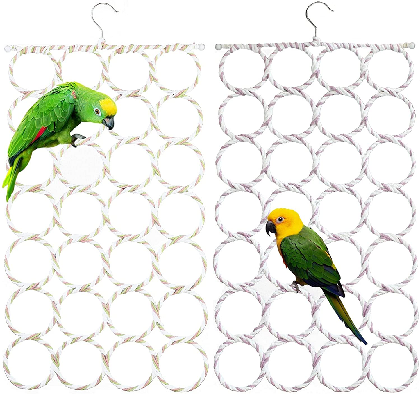 KYHSOM Bird Hemp Rope Net Swing, Small Animal Activity Toy Rope Climbing Net for Parakeet, Lovebirds, Cockatoo, Canary, African Grey, Macaw, Random Color Animals & Pet Supplies > Pet Supplies > Bird Supplies > Bird Ladders & Perches KYHSOM 2Pack  