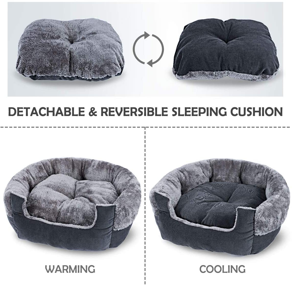 GASUR Dog Beds for Small Dogs & Cat Beds for Indoor Cats, Detachable Machine Washable Soft & Plush Calming Dog Bed, round Pet Beds for Indoor Cats, Warming & Cooling Kitten Puppy Bed Animals & Pet Supplies > Pet Supplies > Cat Supplies > Cat Beds GASUR   