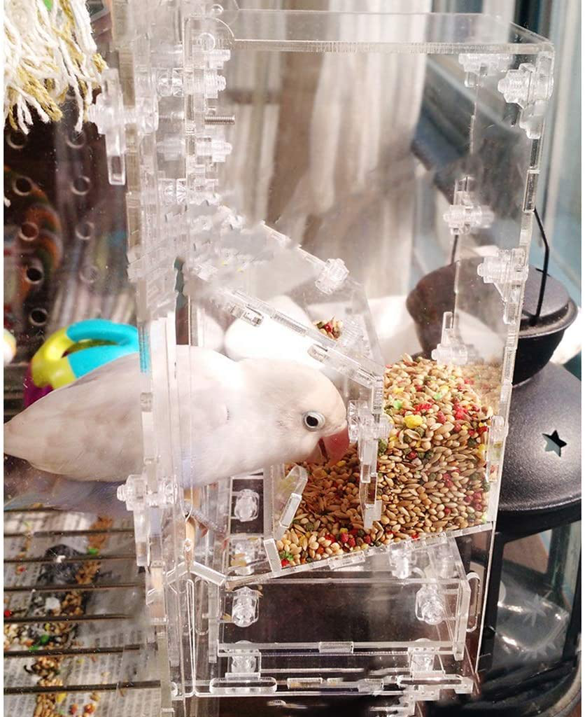 KUANDARM Clear Acrylic Bird Cages with Stand Bar Transparent Parrot Cage Travel Bird Carrier, Clear 40Cm Animals & Pet Supplies > Pet Supplies > Bird Supplies > Bird Cages & Stands KUANDARM   