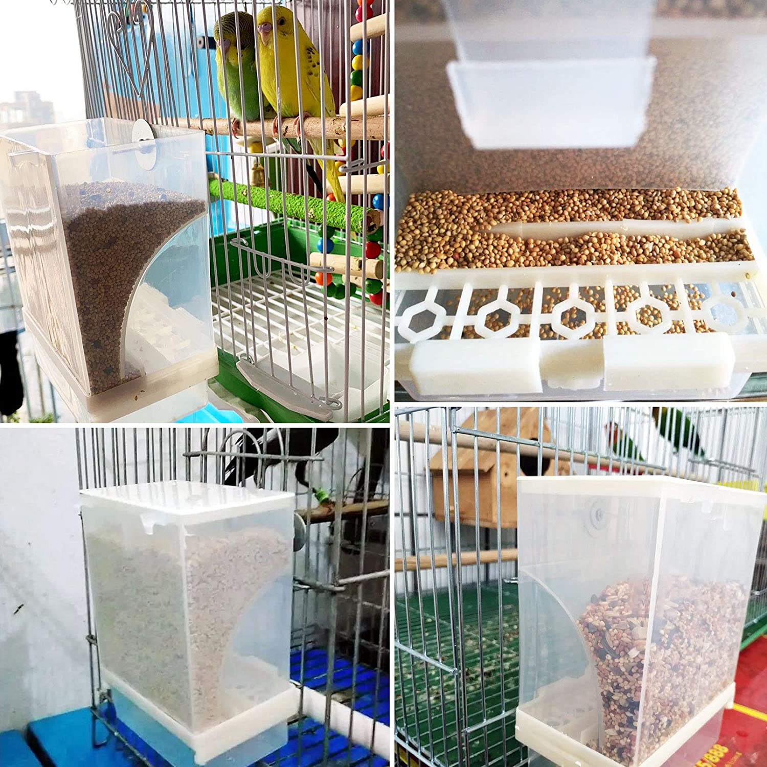 SUZH Mangeoire Oiseaux Cage Mangeoire Automatique pour Oiseaux en Acrylique  Accessoires De Cage À Oiseaux De Récipient De Nourriture De Graine