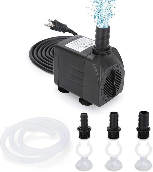 GROWNEER 550GPH Submersible Pump 30W Ultra Quiet Fountain Water Pump, 2000L/H, with 7.2Ft High Lift, 3 Nozzles, 4.9 Feet Tubing for Aquarium, Fish Tank, Pond, Hydroponics, Statuary Animals & Pet Supplies > Pet Supplies > Fish Supplies > Aquarium & Pond Tubing GROWNEER 1 550 GPH 