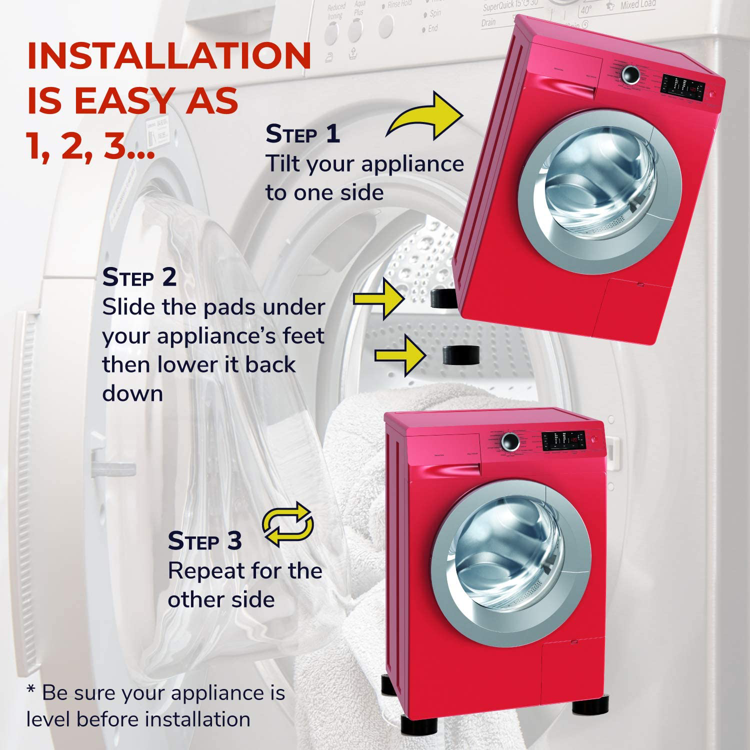Anti Vibration Pads for Washing Machine W/Hexagrip - Stops Washer Drye –  KOL PET