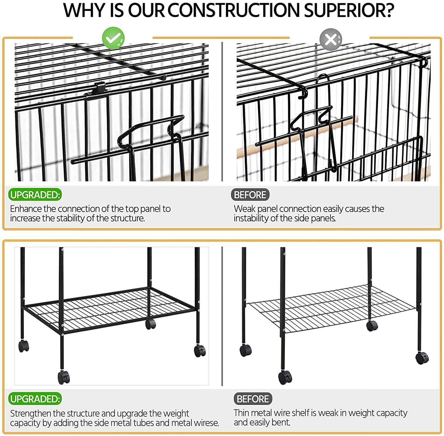 Topeakmart Rolling Stackable 2-Pack Finch Rectangle Flight Bird Cages Breeding Birdcage for Lovebirds Parrots Budgies Parakeets Canaries Cockatiels Conures with Stand Animals & Pet Supplies > Pet Supplies > Bird Supplies > Bird Cages & Stands Topeakmart   