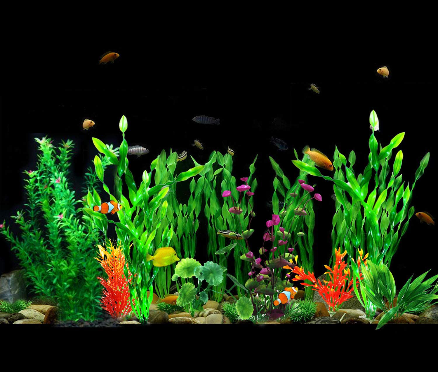 Artificial Aquarium Plants, Orgmemory Fish Tank Decorations, (29Pcs, 12-30Cm), Plastic Aquariums Plants Animals & Pet Supplies > Pet Supplies > Fish Supplies > Aquarium Decor OrgMemory   