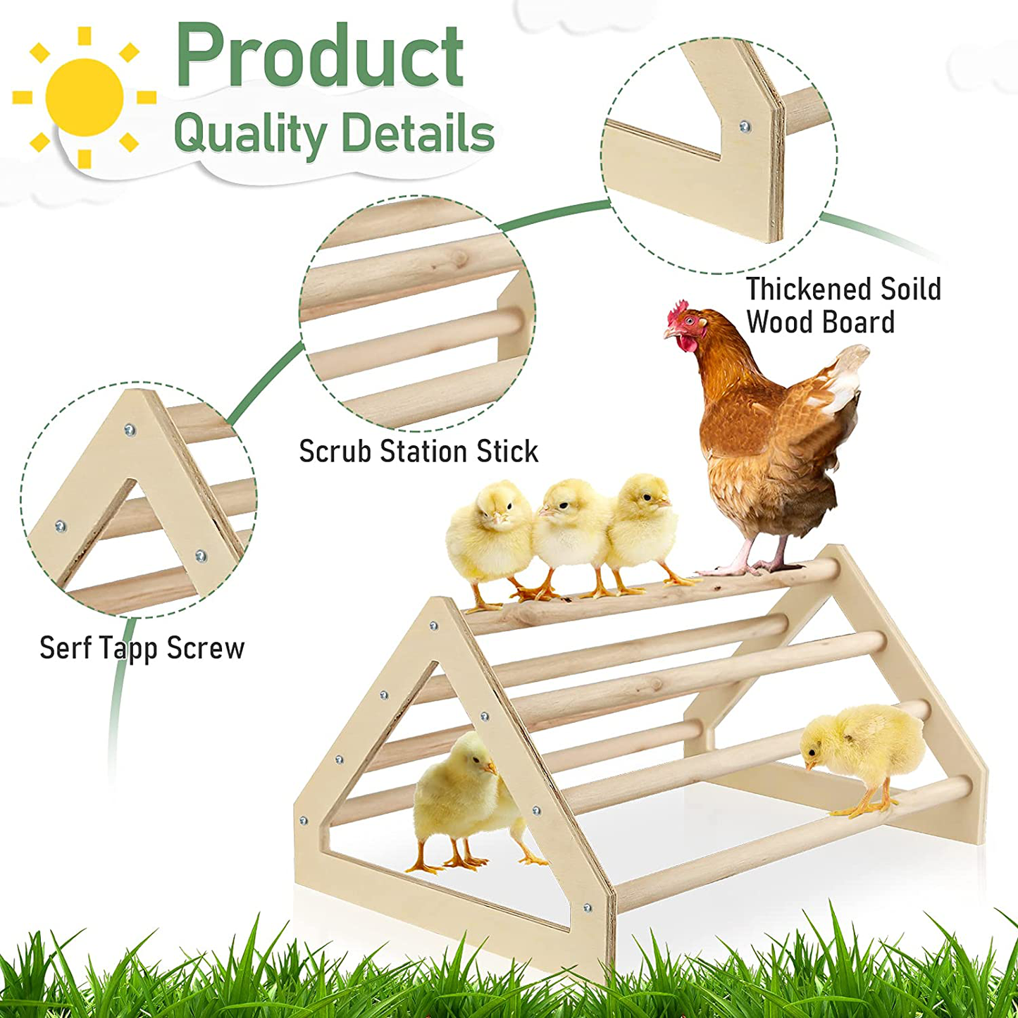 Bfttlity Handmade Chicken Roosting Bar Stand Sturdy Wooden Chick Parrot Perches Toy for Bird Parrot Hens (Frame Style) Animals & Pet Supplies > Pet Supplies > Bird Supplies > Bird Ladders & Perches Bfttlity   