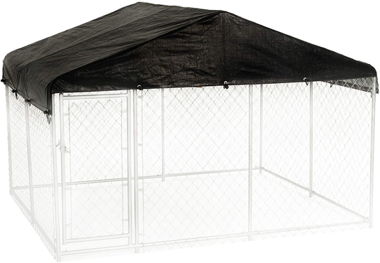 Lucky Dog 61528EZ 10' X 10' X 6' Heavy Duty Outdoor Galvanized Steel Chain Link Dog Kennel Enclosure with Latching Door, 1.5" Raised Legs, and Weatherguard 10 X 10 Foot Roof Cover Animals & Pet Supplies > Pet Supplies > Dog Supplies > Dog Kennels & Runs Lucky Dog   