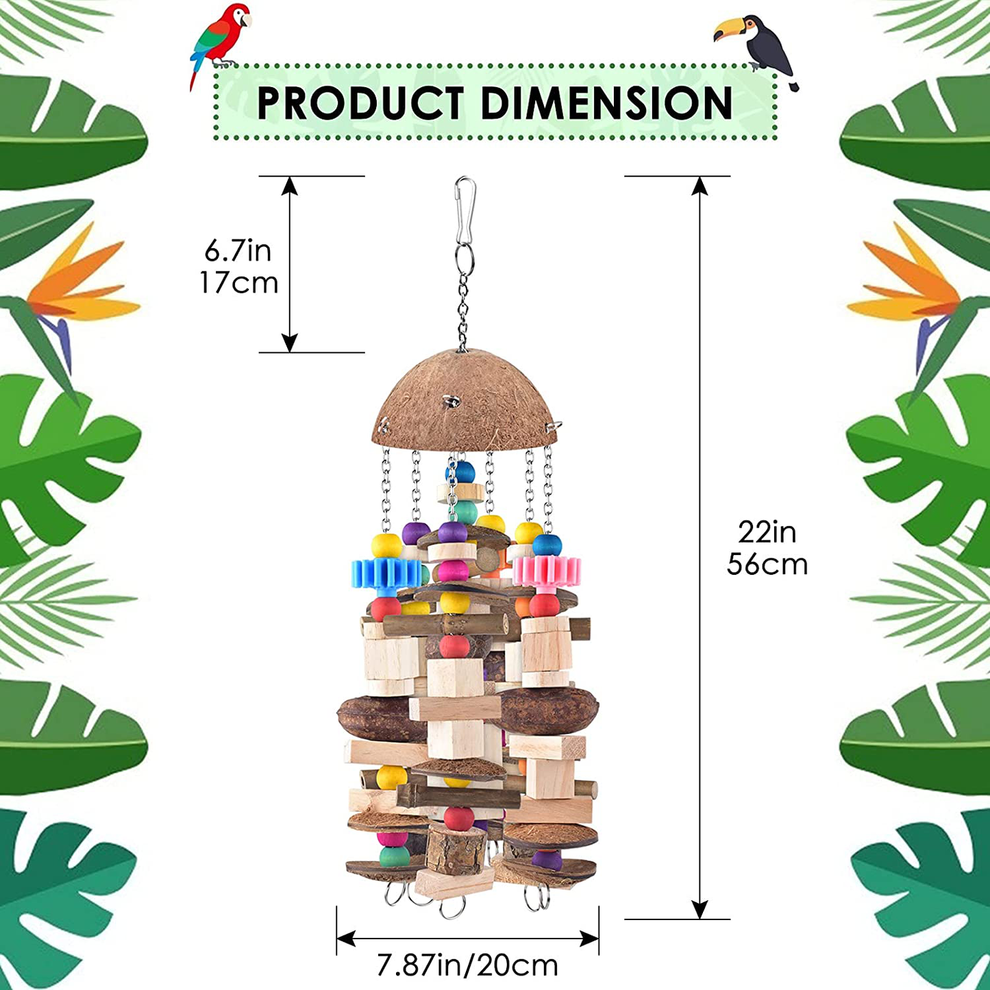 KATUMO Bird Parrot Toy, Large Parrot Toy Durable Wooden Blocks Bird Chewing Toy Parrot Cage Bite Toy Suits for African Grey Cockatoos Amazon Parrots Mini Macaws Large Medium Parrot Birds Animals & Pet Supplies > Pet Supplies > Bird Supplies > Bird Toys KATUMO   