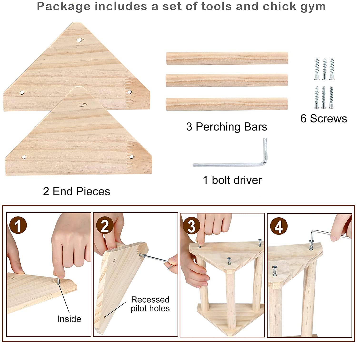 GINTUTO Chicken Perch Strong Pine Wooden Chick Jungle Gym Roosting Bar, Chick Perch Toys for Coop and Brooder for Large Bird Baby Chicks Parrot (Small) Animals & Pet Supplies > Pet Supplies > Bird Supplies > Bird Gyms & Playstands GINTUTO   