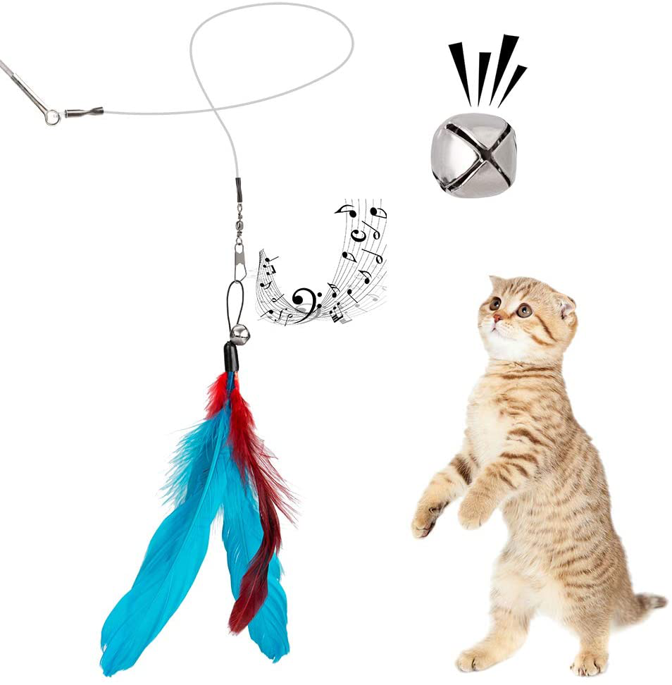 JIARON Cat Feather Toy, 2PCS Retractable Cat Wand Toys and 10PCS Replacement Teaser with Bell Refills, Interactive Catcher Teaser and Funny Exercise for Kitten or Cats. Animals & Pet Supplies > Pet Supplies > Cat Supplies > Cat Toys JIARON   