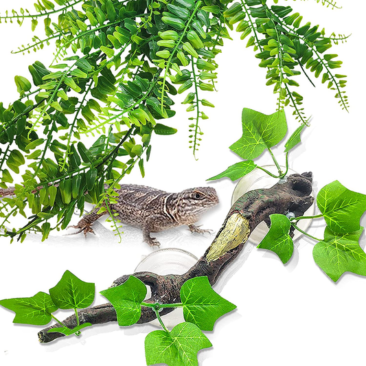 Hamiledyi Reptile Corner Branch Climbing Terrarium Plant Decoration Fake Vines Hanging with Suction Cup for Snakes Amphibian Bearded Dragons Lizards Frogs Geckos Tank Habitat Decor Animals & Pet Supplies > Pet Supplies > Reptile & Amphibian Supplies > Reptile & Amphibian Habitat Accessories Hamiledyi   