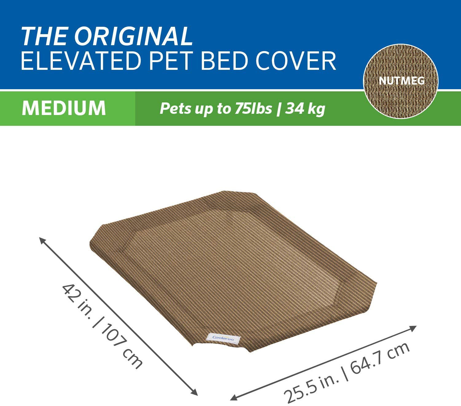 Coolaroo Replacement Cover, the Original Elevated Pet Bed by Coolaroo, Medium, Nutmeg