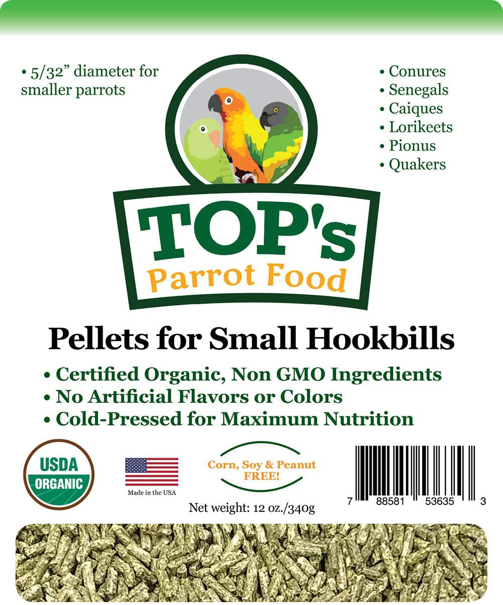 Top'S Parrot Food Bird Pellets for Small Hookbills - Non-Gmo, Peanut Soy & Corn Free, USDA Organic Certified Animals & Pet Supplies > Pet Supplies > Bird Supplies > Bird Food TOP's Parrot Food   