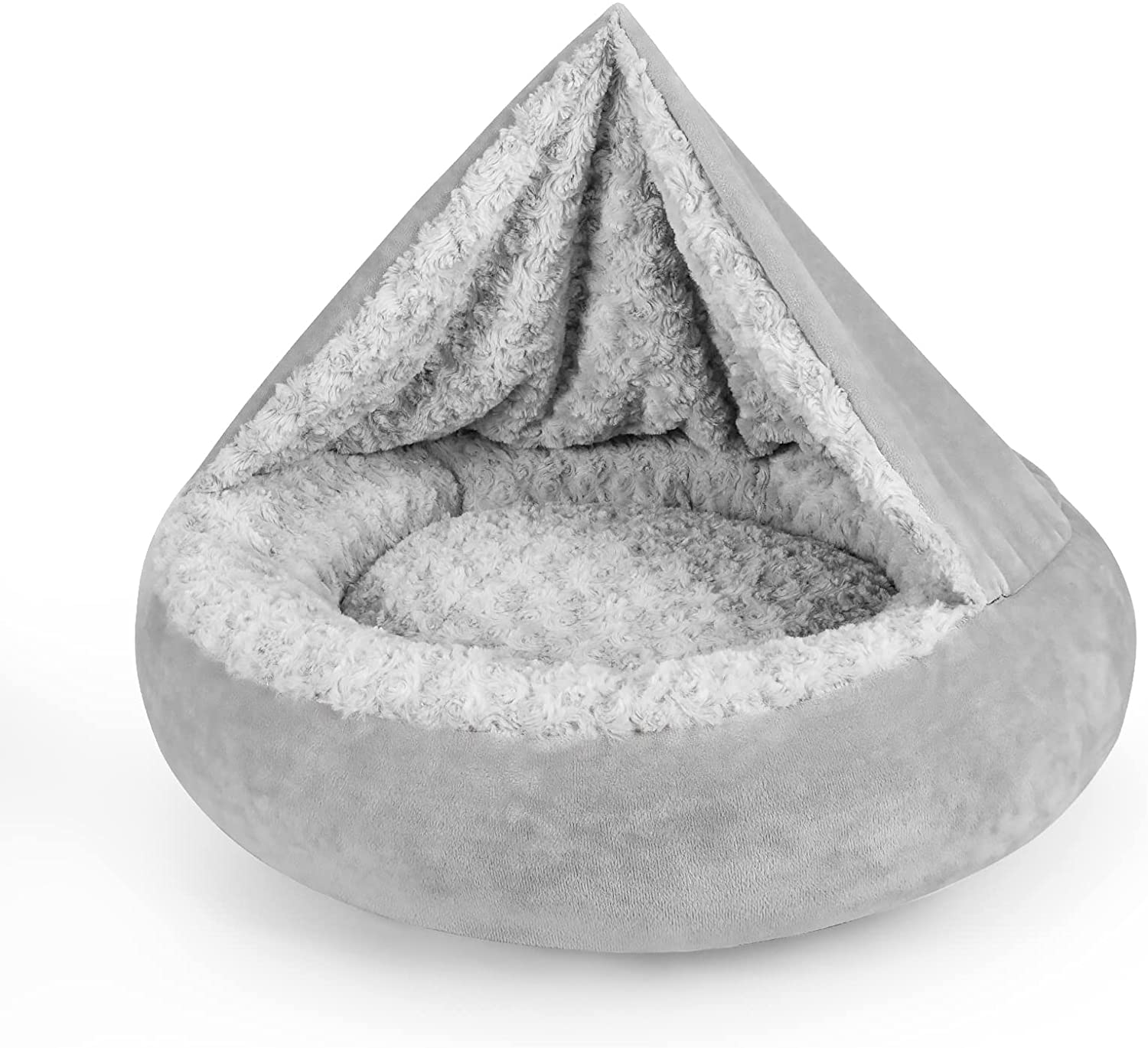 JOEJOY Small Dog Bed Cat Bed with Hooded Blanket, Cozy Cuddler Luxury Orthopedic Puppy Pet Bed, Donut round Calming Anti-Anxiety Dog Burrow Cat Cave - Anti-Slip Bottom and Machine Washable 23 Inch Animals & Pet Supplies > Pet Supplies > Cat Supplies > Cat Beds JOEJOY S(23" x 23" x 7")  