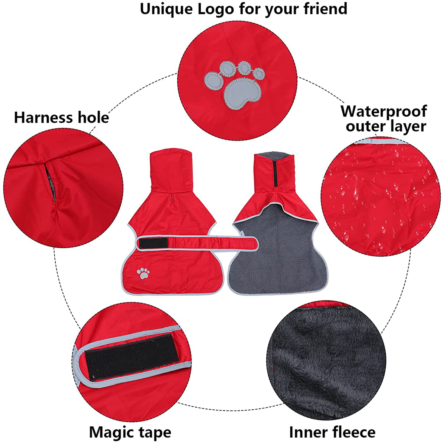 Geyecete Dog Winter Coat Greyhound Raincoat Fabric with Lamb Velvet inside Outdoor Dog Apparel with Adjustable Bands for Medium, Large Dog Animals & Pet Supplies > Pet Supplies > Dog Supplies > Dog Apparel Geyecete   