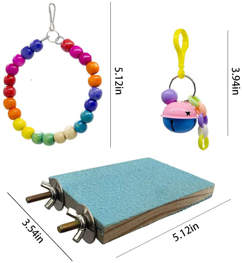 Deloky 8 Packs Bird Swing Chewing Toys- Parrot Hammock Bell Toys Suitable for Small Parakeets, Cockatiels, Conures, Finches ,Budgie,Macaws, Parrots, Love Birds Animals & Pet Supplies > Pet Supplies > Bird Supplies > Bird Cage Accessories Deloky   