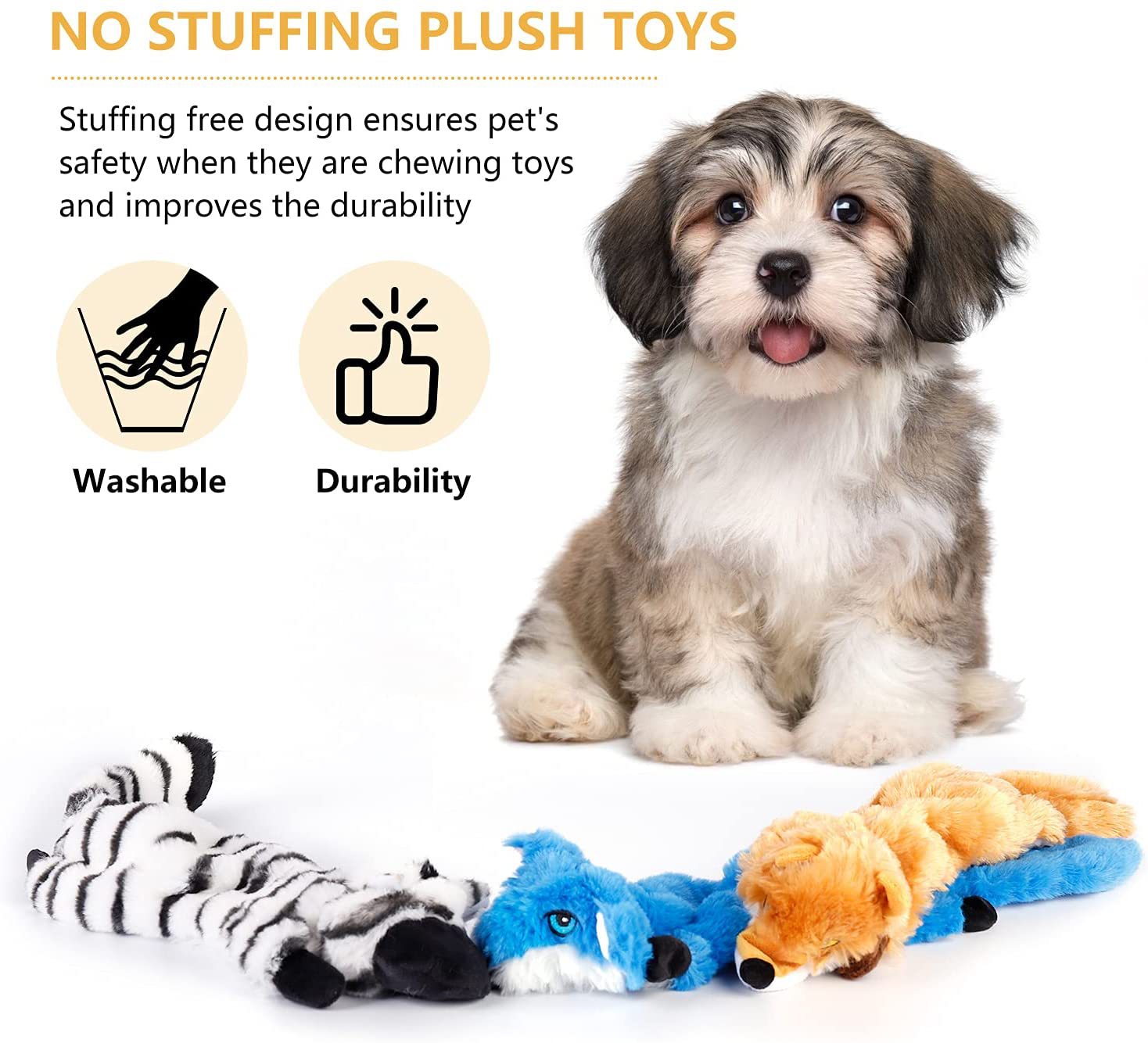 Toozey Squeaky Dog Toys No Stuffing, 6 Pack Dog Toys Small Dogs, Durable Plush Puppy Toys, 100% Natural Cotton Ropes Puppy Teething Chew Toys, Non-Toxic and Safe, Suit for Small and Medium Dogs Animals & Pet Supplies > Pet Supplies > Dog Supplies > Dog Toys Toozey   