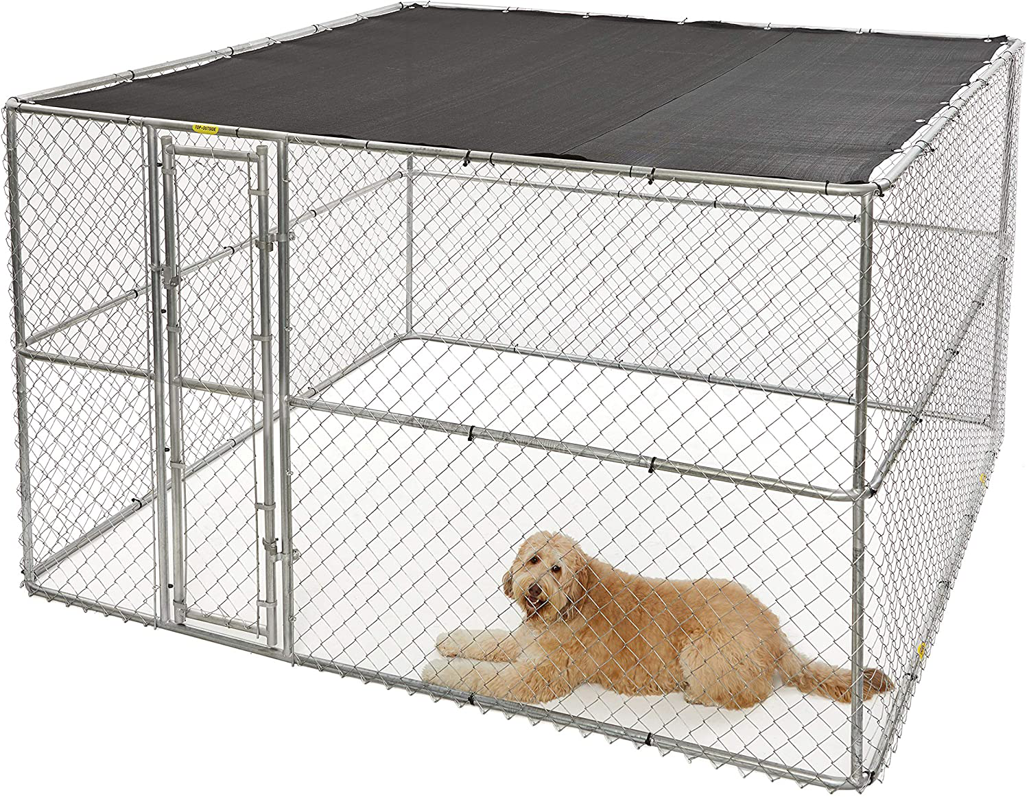 Midwest Homes for Pets K9 Dog Kennel | Four Outdoor Dog Kennel W/Free Sunscreen | Durable Galvanized Steel Dog Kennel Includes a 1-Year Manufacturer'S Warranty Animals & Pet Supplies > Pet Supplies > Dog Supplies > Dog Kennels & Runs MidWest Homes for Pets 10L x 10W x 6H Feet  