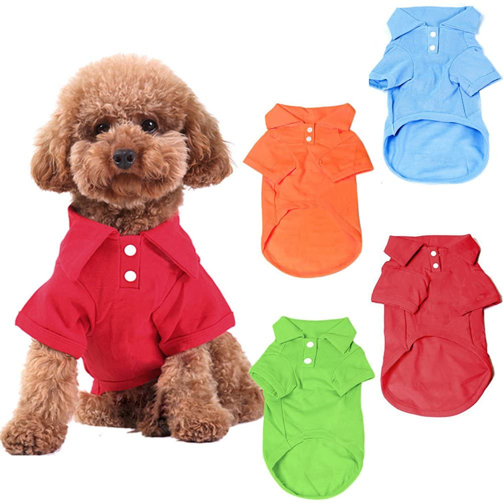 KINGMAS 4 Pack Dog Shirts Pet Puppy T-Shirt Clothes Outfit Apparel Coats Tops Animals & Pet Supplies > Pet Supplies > Dog Supplies > Dog Apparel KINGMAS X-Small  