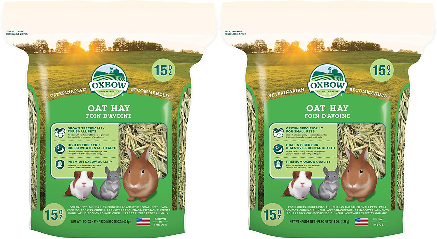 Animal Health Oat Hay - All Natural Hay for Rabbits, Guinea Pigs, Chinchillas, Hamsters & Gerbils - 15 Animals & Pet Supplies > Pet Supplies > Small Animal Supplies > Small Animal Food Oxbow Тwo Рack  