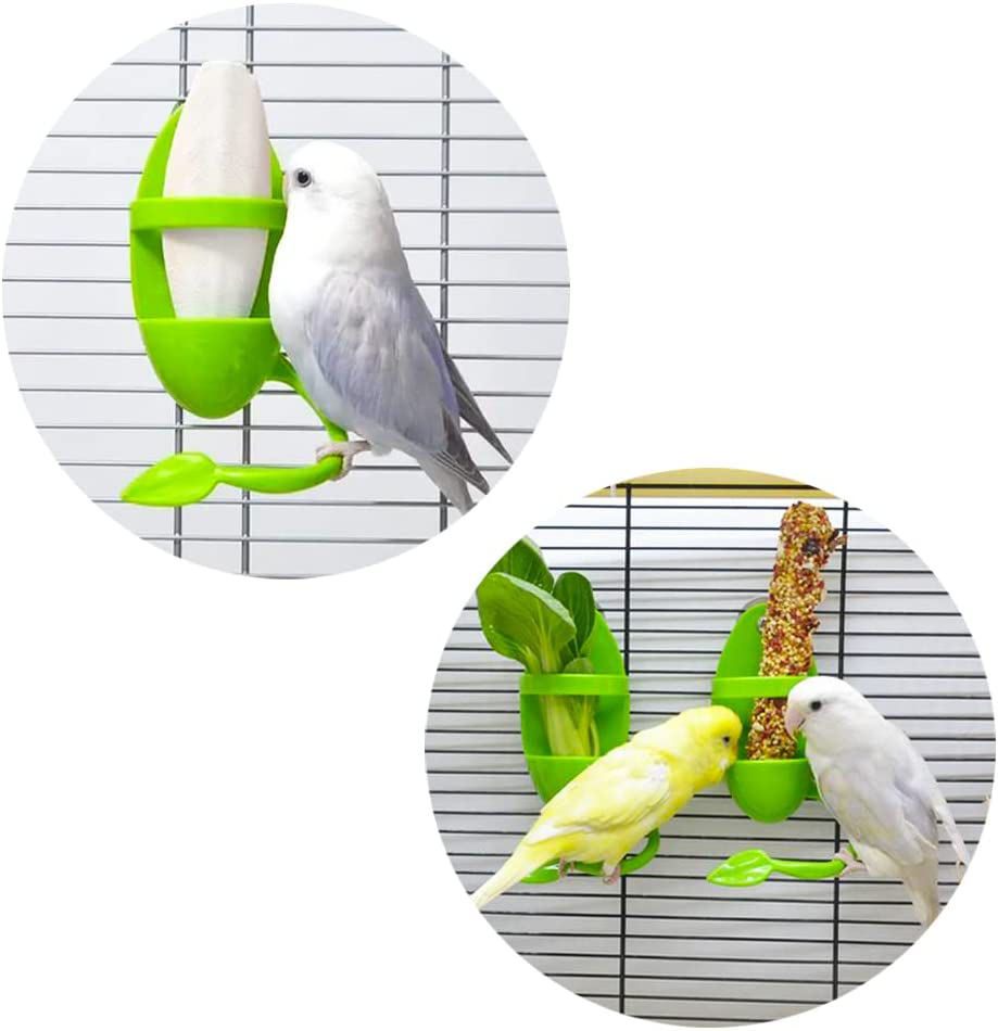 DQITJ 2 Pcs Bird Cuttlebone Holder Bird Cage Bowl Stand Food Holder with 4 Pcs Cuttlebone for Bird Parrot Budgie Conure (4.7-5.5 Inch)