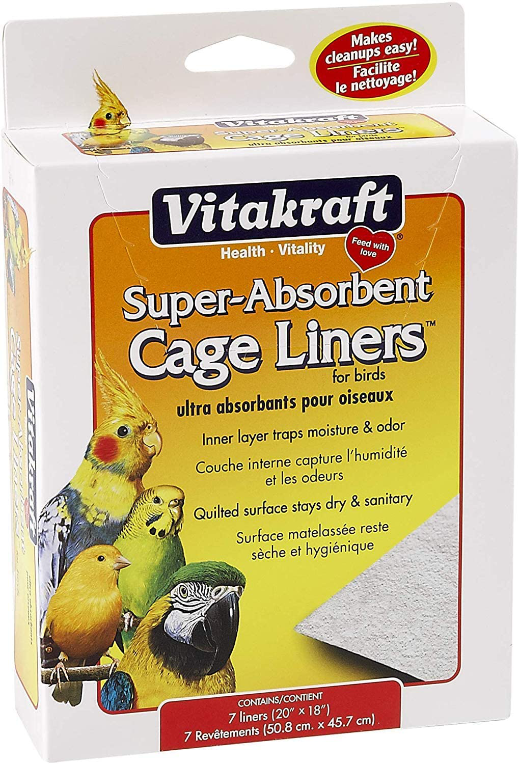 Vitakraft 512071 7-Pack Super Absorbent Cage Liners for Birds, 20" X 18" Animals & Pet Supplies > Pet Supplies > Bird Supplies > Bird Cage Accessories Vitakraft 2  