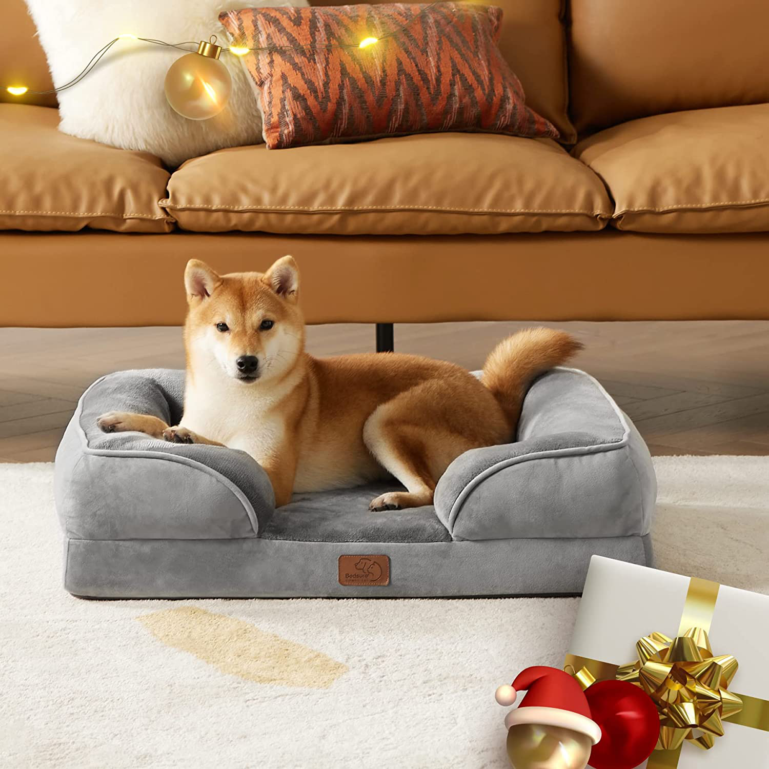 Bedsure Orthopedic Dog Bed, Bolster Dog Beds for Medium/Large/Extra Large Dogs - Foam Sofa with Removable Washable Cover, Waterproof Lining and Nonskid Bottom Couch