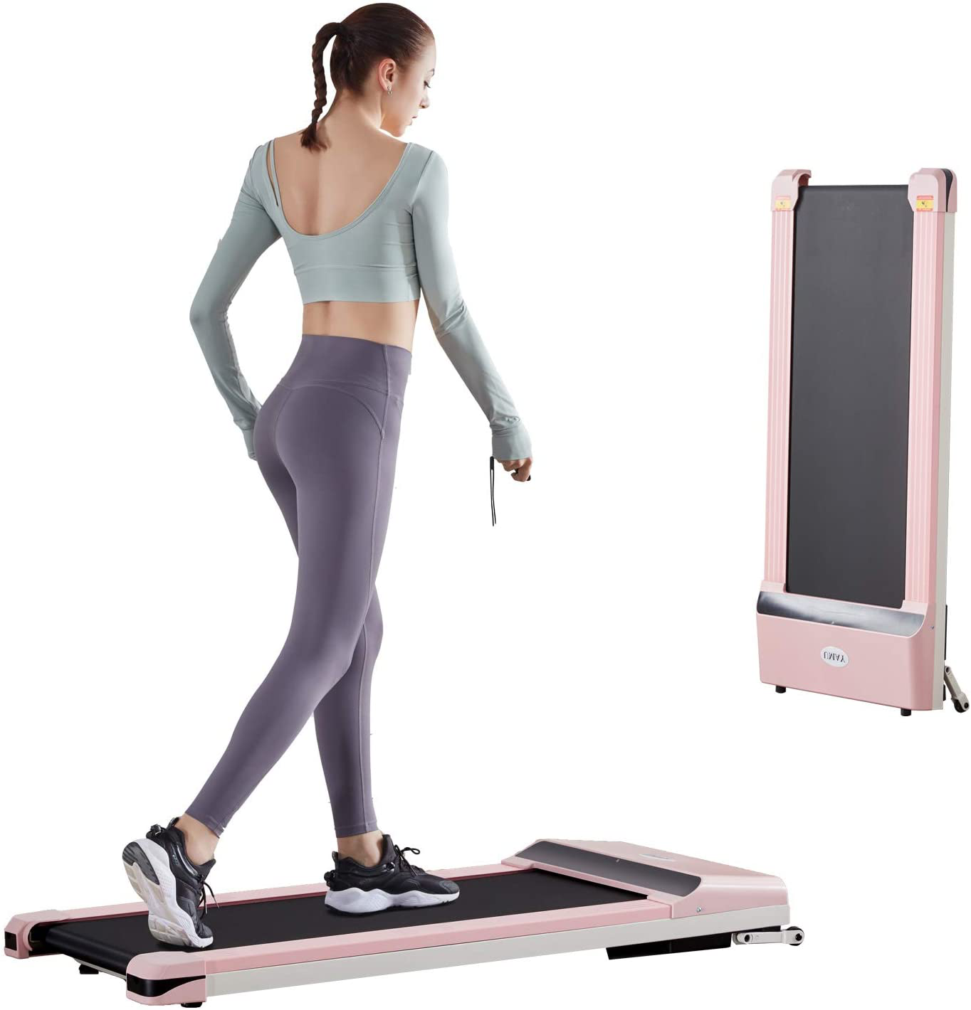 UMAY under Desk Treadmill for Home & Office with Foldable Frames, Walking Pad Small Flat Treadmill Machine with Low Noise & Sports App for Small Spaces Animals & Pet Supplies > Pet Supplies > Dog Supplies > Dog Treadmills UMAY Pink  