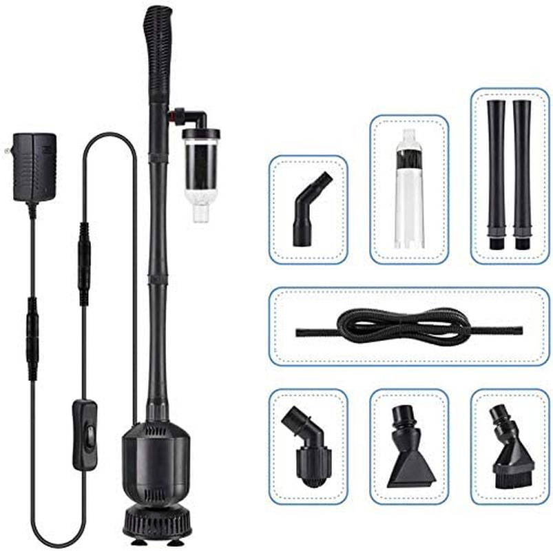 Hygger Electric Aquarium Gravel Cleaner, 5 in 1 Automatic Fish Tank Cleaning Tool Set Vacuum Water Changer Sand Washer Filter Siphon Adjustable Length Animals & Pet Supplies > Pet Supplies > Fish Supplies > Aquarium Cleaning Supplies hygger Black  