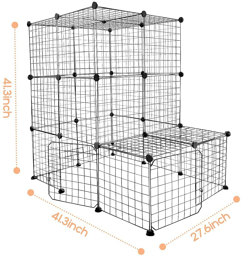 Breerainz Cat Cage Large Indoor DIY Design Pet Home Small Animal House Detachable Playpen with 2 Doors 3 Tiers for Playing and Sleeping,41.3 X 27.6 X 41.3 Inch,Black Animals & Pet Supplies > Pet Supplies > Small Animal Supplies > Small Animal Habitats & Cages BreeRainz   