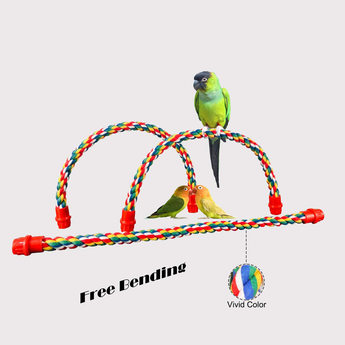 Bird Rope Perch Comfy Cotton Spiral Bungee Swing Climbing Standing Ladder for Cage Parrot Toy Free Bending Animals & Pet Supplies > Pet Supplies > Bird Supplies > Bird Ladders & Perches iLeson   